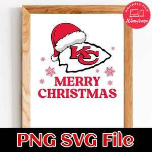 Merry Christmas Kansas City Chiefs PNG SVG Customizable Instant Download