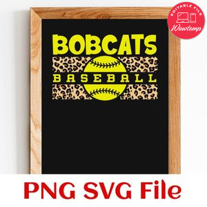 Bobcats Leopard Baseball SVG PNG design template