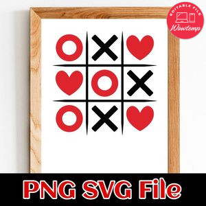 Valentines Day Tic Tac Toe XO XO PNG Customizable Instant Download