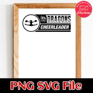 Dragons Cheerleader SVG design template