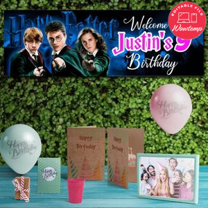 Harry Potter Birthday Banner Customizable Template Instant Download
