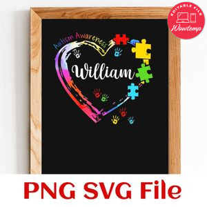 Autism Heart Colorful Customer Request PNG file template