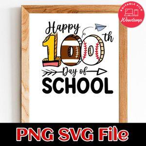 Happy 100 days of school PNG SVG file template