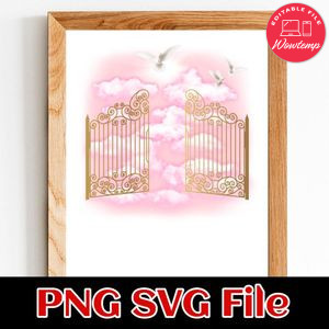 Memorial Cloud and gate PNG design template
