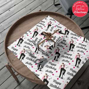 Harry Styles Happy Birthday Custom Name Gift Wrap Paper